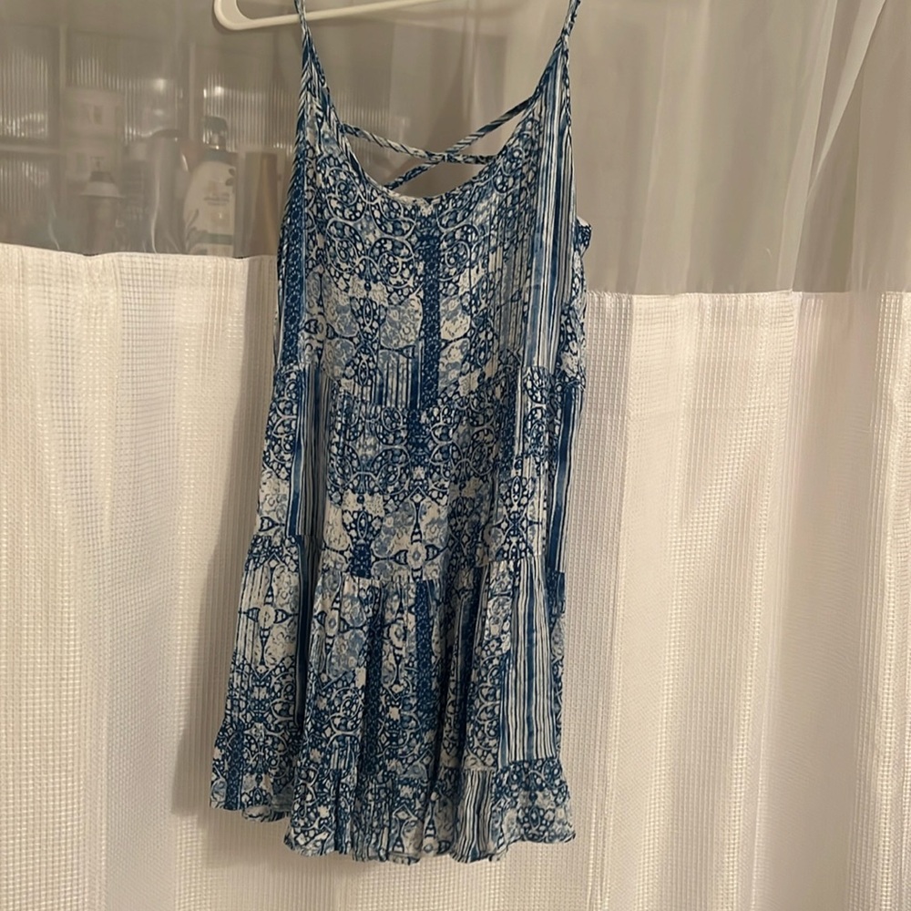 Blue summer open dress mini